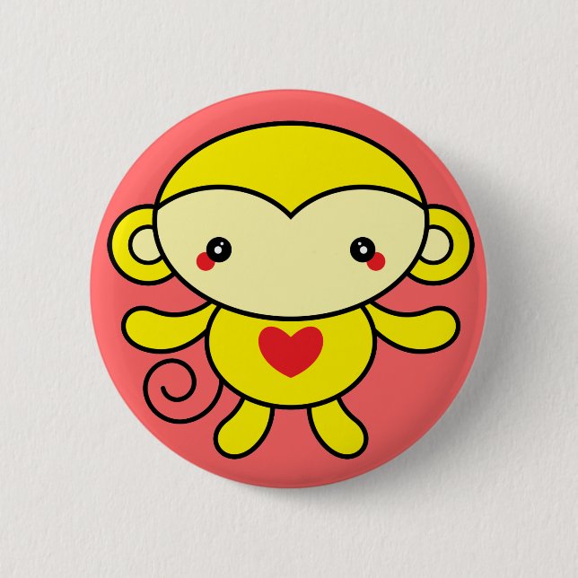 Macaron Rond 5 Cm Singe d'amour (Devant)