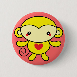 Macaron Rond 5 Cm Singe d'amour