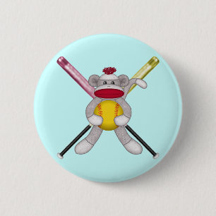 Macaron Rond 5 Cm Singe de chaussette du base-ball