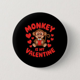 Macaron Rond 5 Cm Singe est mon Valentin Mignon Singe de la Saint-Va