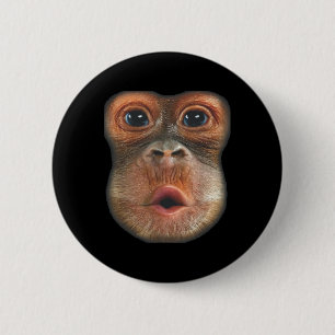 Macaron Rond 5 Cm Singe qui souffle le visage de l'estomac