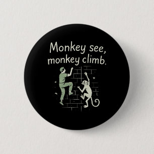 Macaron Rond 5 Cm Singe voit singe grimper graphique drôle d'escalad