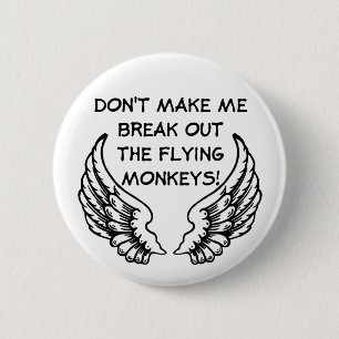 Macaron Rond 5 Cm Singes Volants Bouton Humour Drôle