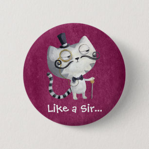 Macaron Rond 5 Cm Sir Kitty Cat avec Moustaches