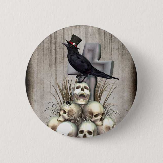 Macaron Rond 5 Cm Sir Raven Skully (Devant)