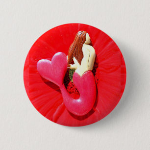 Macaron Rond 5 Cm sirène de coeur-queue de roux