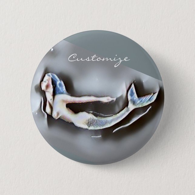 Macaron Rond 5 Cm Sirène de natation Thunder-Cove Grey (Devant)