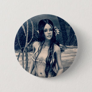 Macaron Rond 5 Cm Sirène Vintage Photo Ancienne Fantaisie Artistique