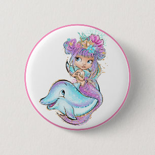 Macaron Rond 5 Cm Sirène Violette