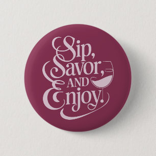 Macaron Rond 5 Cm Siroter, Savourer, Déguster Du Vin