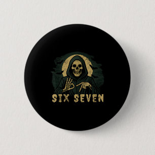 Macaron Rond 5 Cm Six Seven 67 Grim Reaper Halloween Squelette Main 
