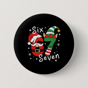 Macaron Rond 5 Cm Six Seven 67 Mème 6 7 Elfe Santa Noël Pyjamas