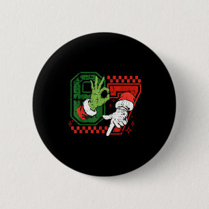 Macaron Rond 5 Cm Six Seven 67 Meme de Noël drôle Humour Tendance Co