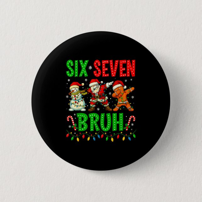 Macaron Rond 5 Cm Six Seven 6 7 Mème Santa en dabbing Pain d'épice C (Devant)