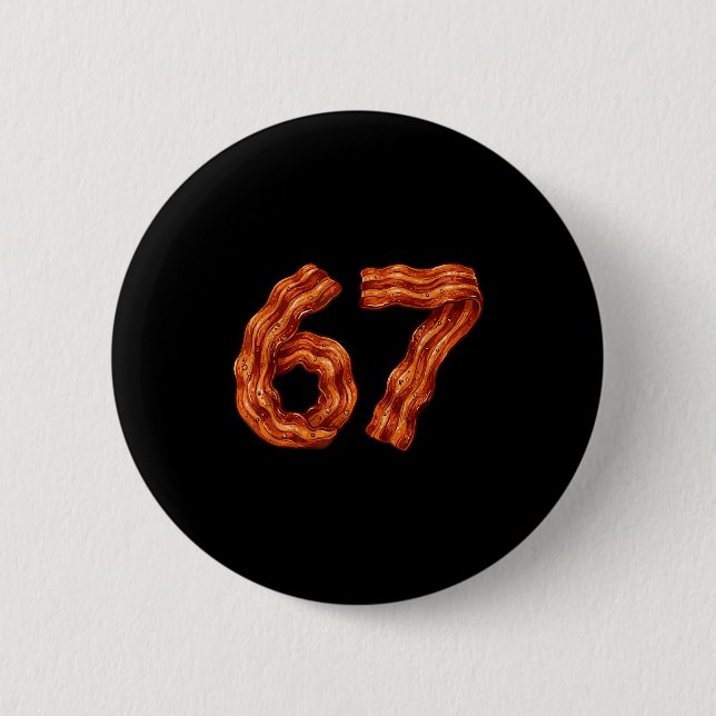 Macaron Rond 5 Cm Six Seven Bacon Cool Meme 67 Funny Number  (Devant)