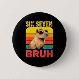 Macaron Rond 5 Cm Six Seven Bruh 67 Capybara Vintage Drôle Cadeau Mè