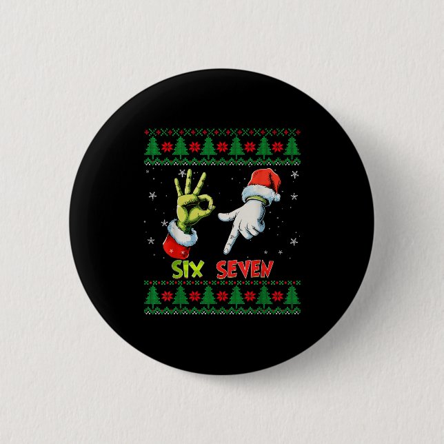 Macaron Rond 5 Cm Six Seven Skeleton Meme Christmas Ugly Sweater 67  (Devant)
