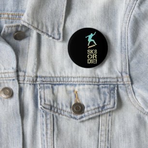 Macaron Rond 5 Cm Sk8 Ou Mourez ! Olli Skater Vintage Pour Skate