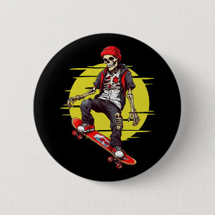 Macaron Rond 5 Cm Skateboard Skeleton