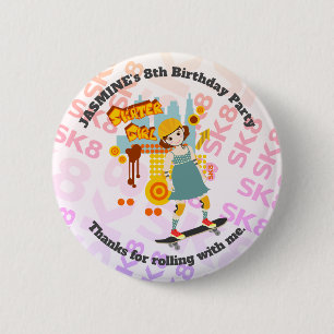 Macaron Rond 5 Cm Skater Park Fun Girl Birthday Party