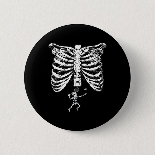 Macaron Rond 5 Cm Skeleton Badminton Grossesse Halloween Smash Shutt (Devant)