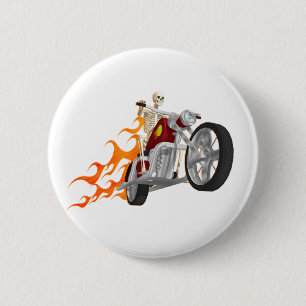 Macaron Rond 5 Cm Skeleton Biker & Flames :