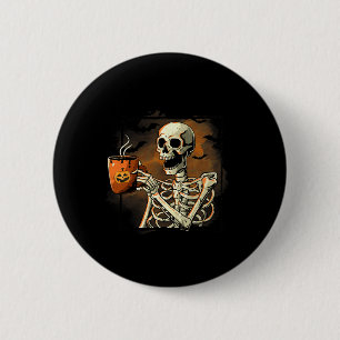 Macaron Rond 5 Cm Skeleton Boire Café Drôle Crâne Halloween Cos