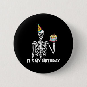 Macaron Rond 5 Cm Skeleton C'est ma fête d'anniversaire Halloween Bi