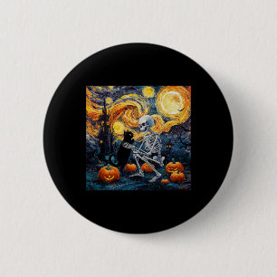 Macaron Rond 5 Cm Skeleton Chat Crâne Goth Halloween Hommes Femmes E