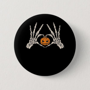 Macaron Rond 5 Cm Skeleton Coeur main et Citrouille Drôle Hondelle c
