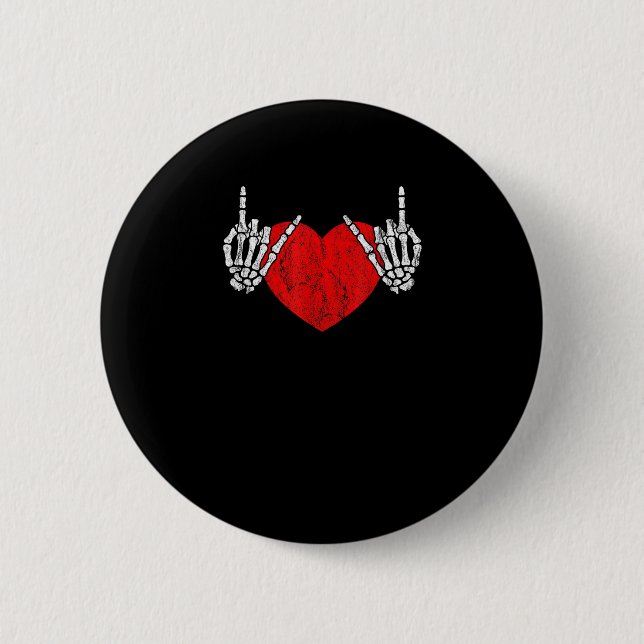 Macaron Rond 5 Cm Skeleton Coeur Mains Et Rouleau, Valentines Hallow (Devant)