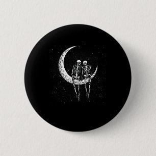 Macaron Rond 5 Cm Skeleton Couple Sur Lune Amusants Costume Hallowee