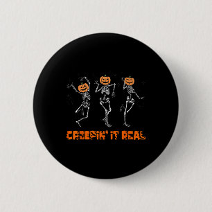 Macaron Rond 5 Cm Skeleton Dansant Creeping It Real Halloween Drôle
