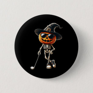 Macaron Rond 5 Cm Skeleton Golf Citrouille Golfing Halloween Cos