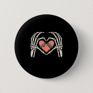Macaron Rond 5 Cm Skeleton Hand Heart Skateboard Valentines Day Funn