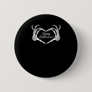 Macaron Rond 5 Cm Skeleton Heart Hands, Happy Halloween Skeleton, Ha