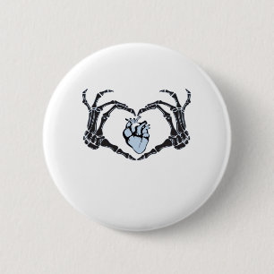 Macaron Rond 5 Cm Skeleton Heart Mains Design Classique Pour Hallowe