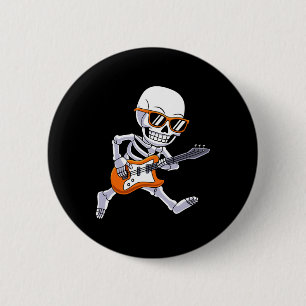Macaron Rond 5 Cm Skeleton Jouer Guitare Rock Et Roll Boys Enfants