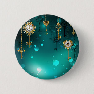 Macaron Rond 5 Cm Skeleton Keys on Green Background
