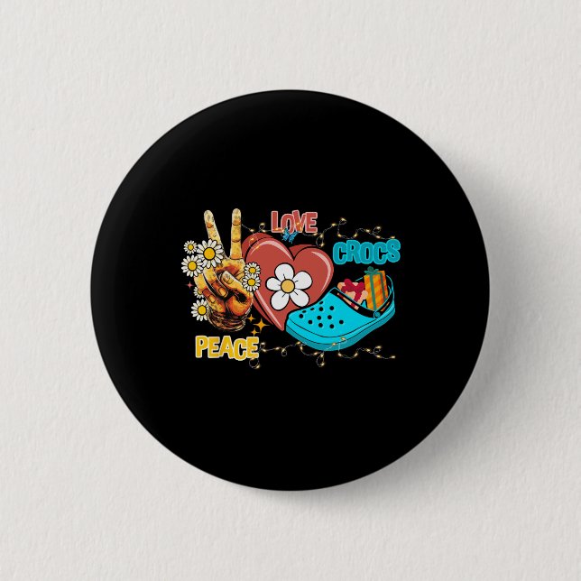 Macaron Rond 5 Cm Skeleton La paix de la main Aimer crocs Famille No (Devant)