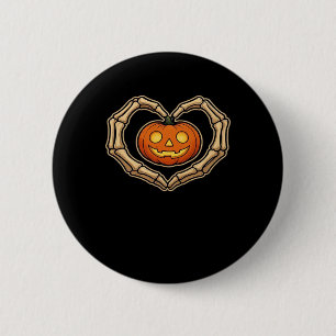 Macaron Rond 5 Cm Skeleton Mains Coeur avec Citrouille mignon Hall É