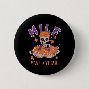 Macaron Rond 5 Cm Skeleton Man I Love Fall Fun Skeleton Citrouille H