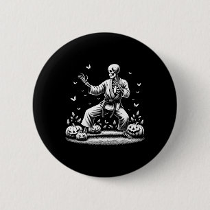 Macaron Rond 5 Cm Skeleton Martial Art Karaté Joueur Joueur Hallowee