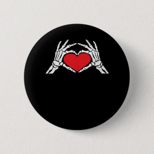 Macaron Rond 5 Cm Skeleton Met Un Coeur Rouge Classique