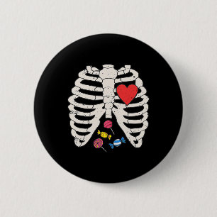 Macaron Rond 5 Cm Skeleton Rib Cage Candy Coeur drôle Xray Halloween