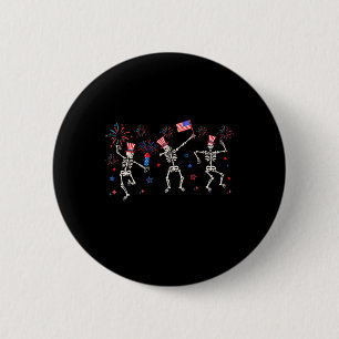 Macaron Rond 5 Cm Skeletons De Danse Patriotique Drôle Quart Juillet