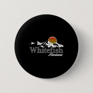 Macaron Rond 5 Cm Ski à Whitefish Montana Amateur de Montagne