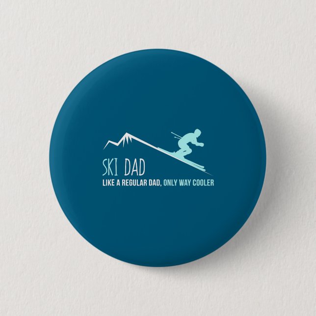 Macaron Rond 5 Cm Ski Dad Funny Cute Winter Skiing Gift  (Devant)