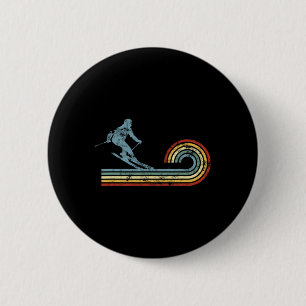 Macaron Rond 5 Cm Ski de fond rétro skieur sports d'hiver
