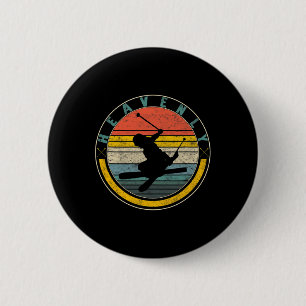 Macaron Rond 5 Cm Ski de montagne paradisiaque Snowboard Hiver C